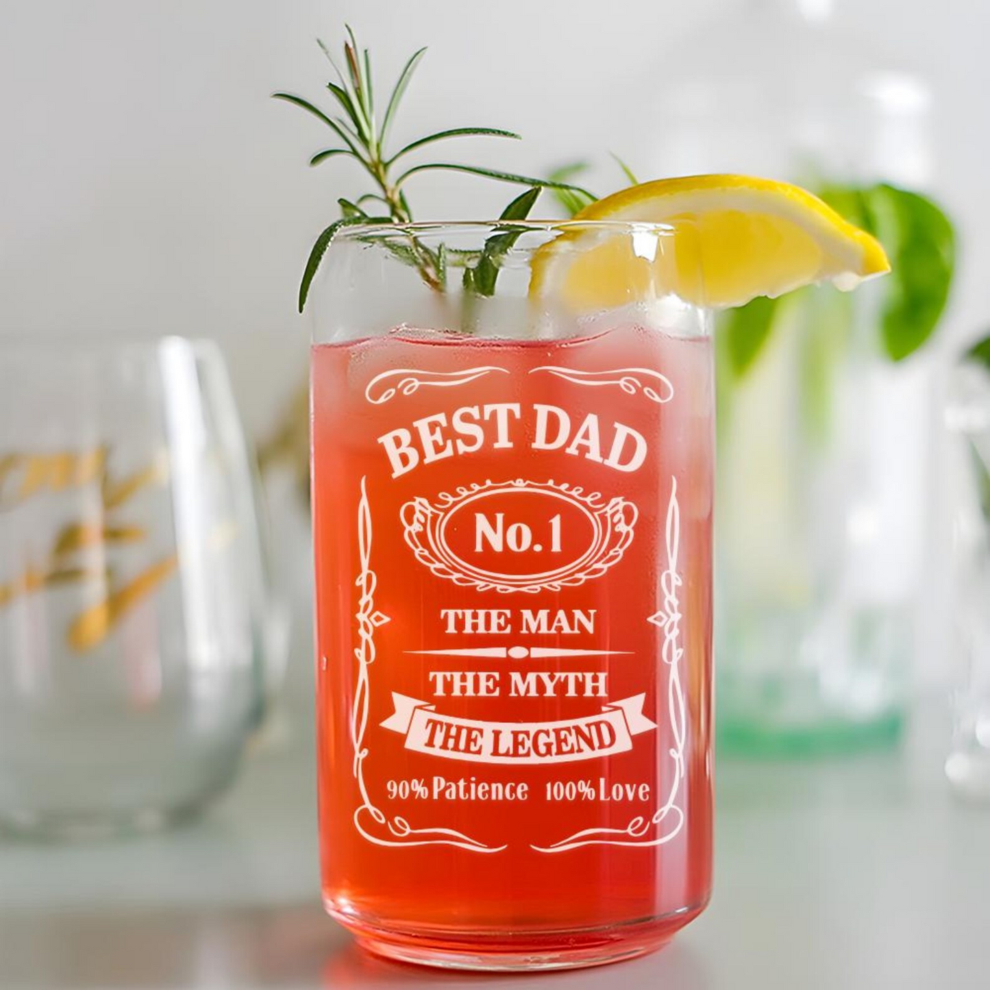 Best Dad Beer Can Glass | Funny Gift Idea For Dad | The Man The Myth Engraved Beer Can Glass