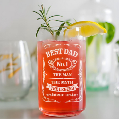 Best Dad Beer Can Glass | Funny Gift Idea For Dad | The Man The Myth Engraved Beer Can Glass