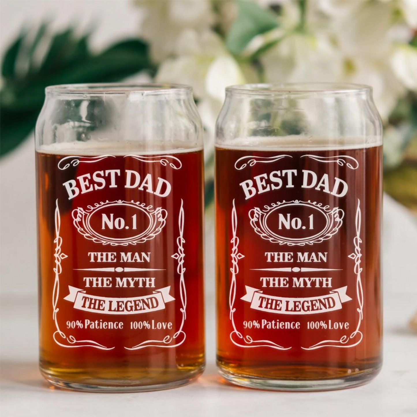 Best Dad Beer Can Glass | Funny Gift Idea For Dad | The Man The Myth Engraved Beer Can Glass