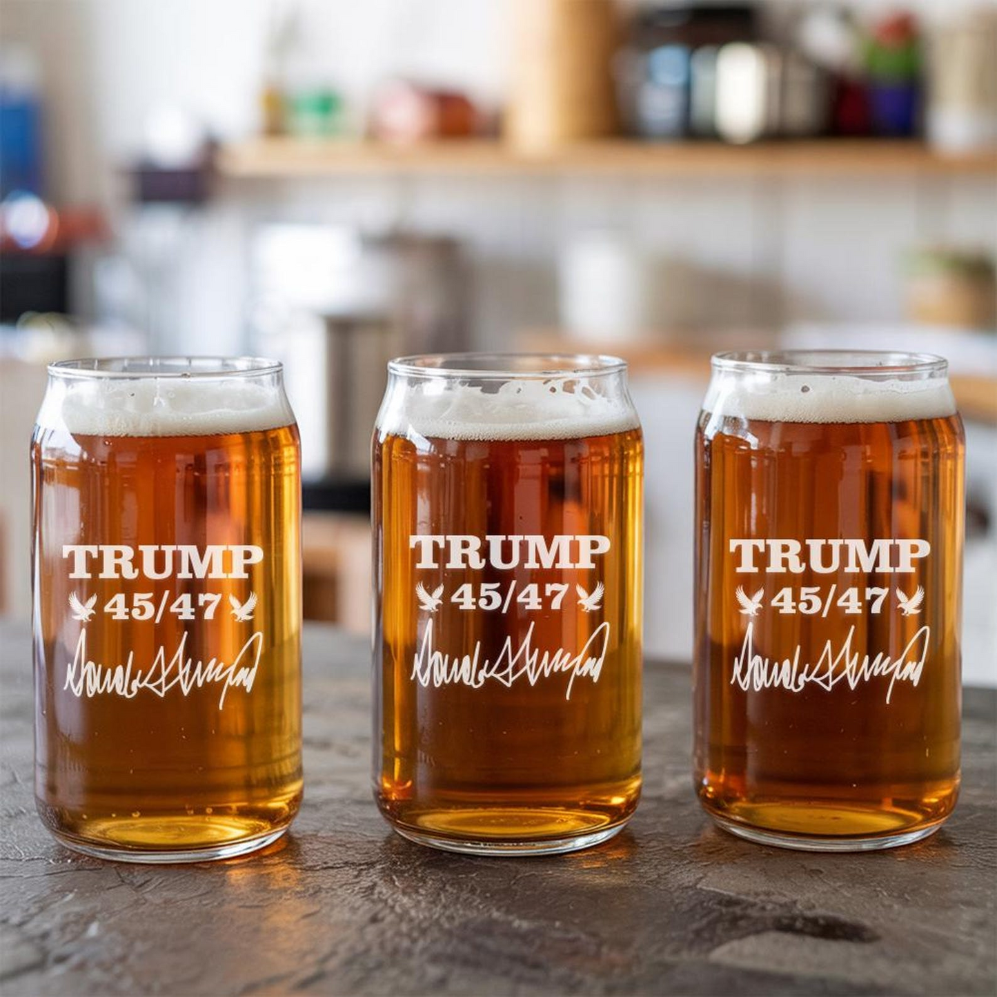 Trump 45 & 47 Take America Back Beer Can Glass 16oz | Trump Presidential Pint Glass | Patriotic Gift