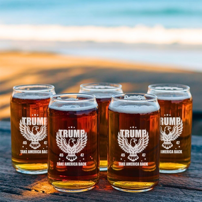 President Trump 45 47 Eagle Beer Can Glass 16oz | Trump Presidential Pint Glass | Gift For Trump Supporters