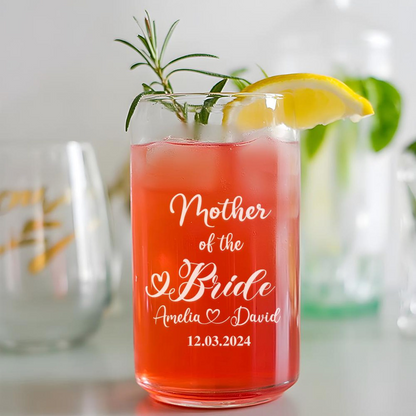 Personalized Bridal Party Beer Can Glass Set | Custom Wedding Glasses | Gift For Wedding