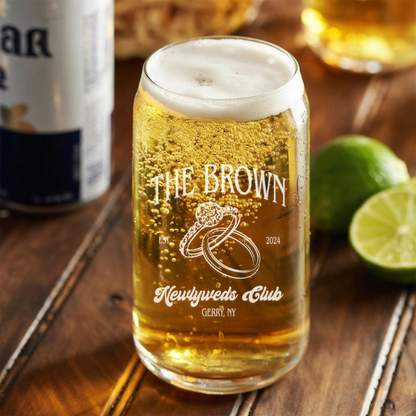 Personalized Couple Beer Can Glass | Custom Wedding Glasses | Wedding Gift