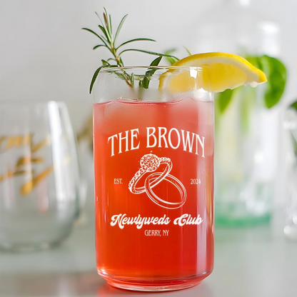 Personalized Couple Beer Can Glass | Custom Wedding Glasses | Wedding Gift
