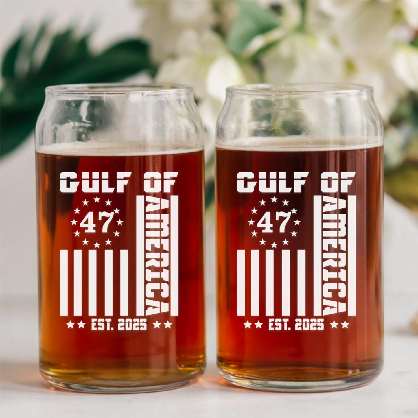 Gulf Of America Beer Can Glass 16oz | Trump Presidential Pint Glass | Patriotic Gift