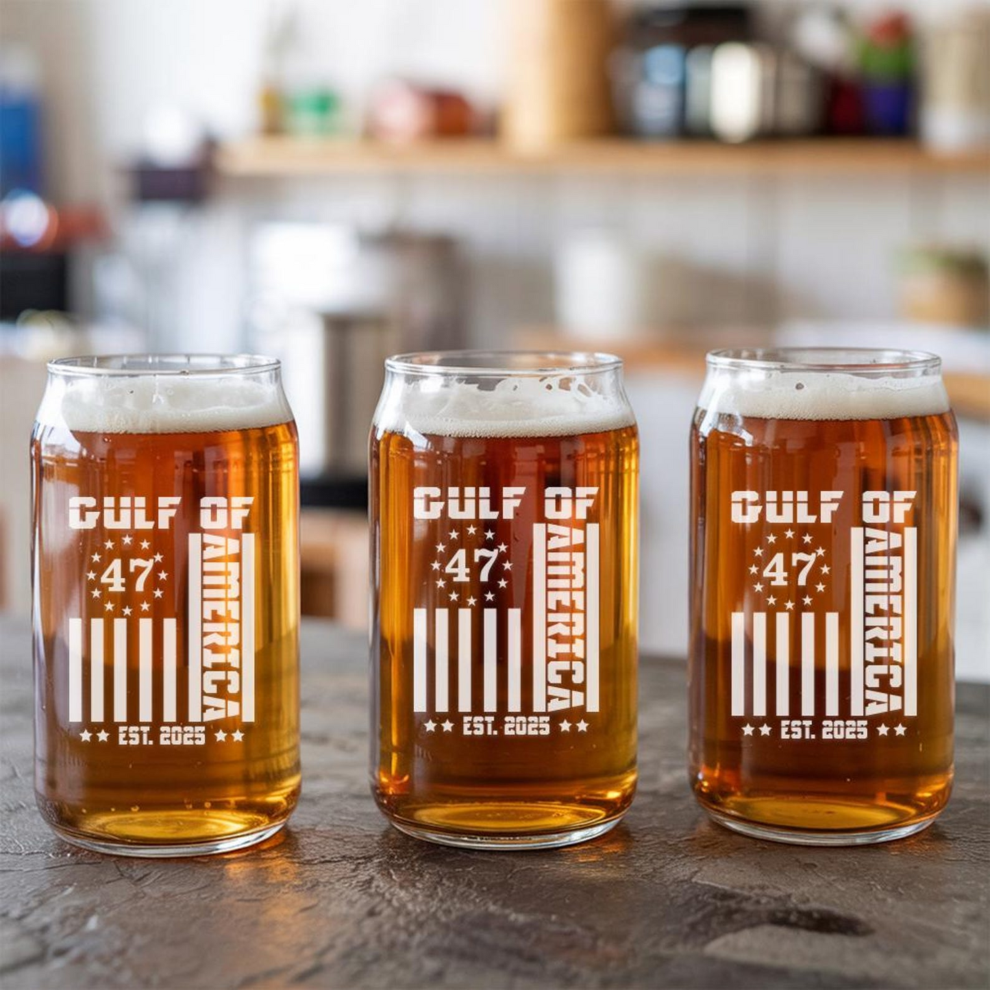 Gulf Of America Beer Can Glass 16oz | Trump Presidential Pint Glass | Patriotic Gift