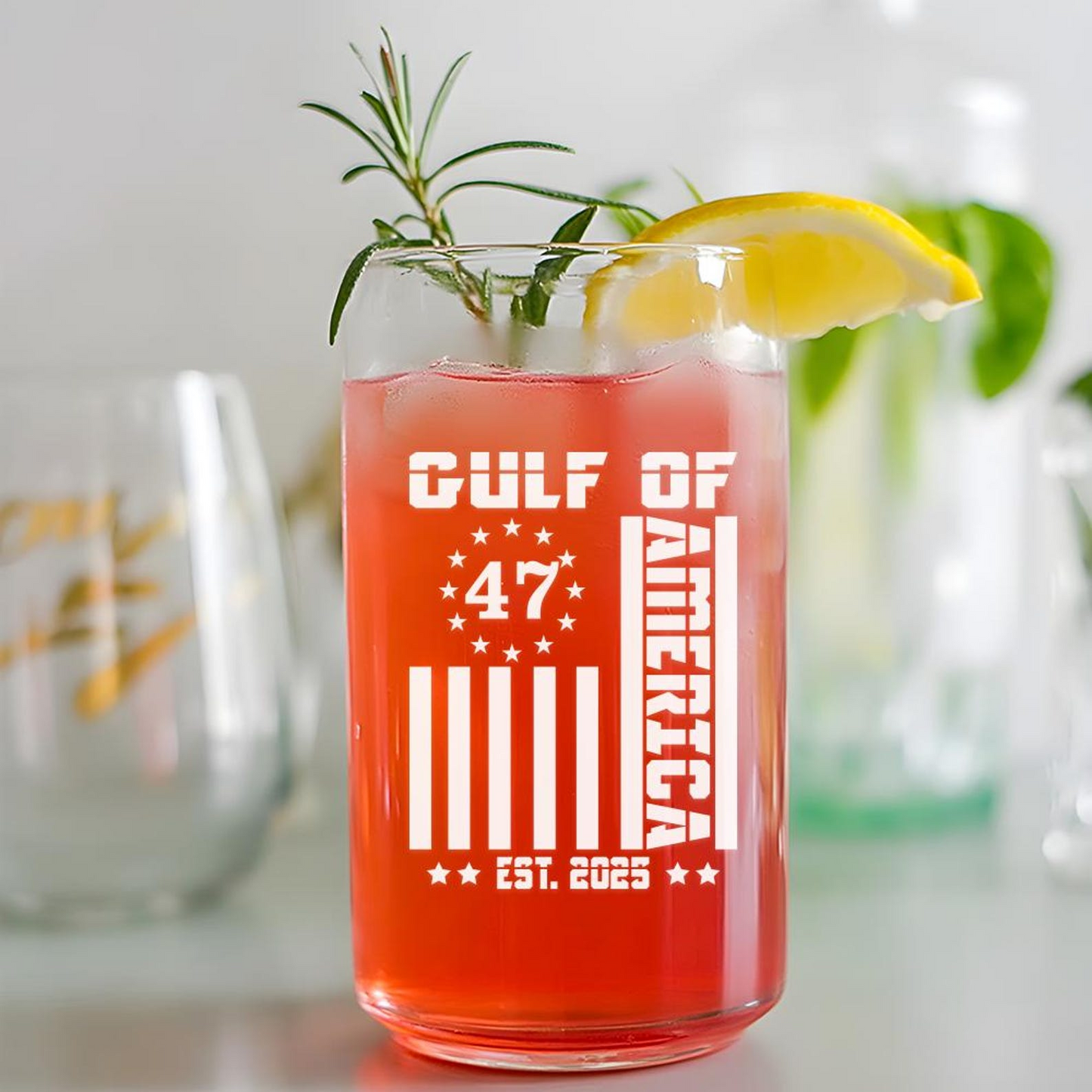 Gulf Of America Beer Can Glass 16oz | Trump Presidential Pint Glass | Patriotic Gift