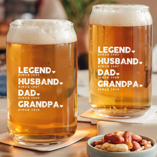 Peronalized Legend Husband Dad Grandpa Beer Can Glass 16oz | Father's Day Gift | Gift Idea For Dad