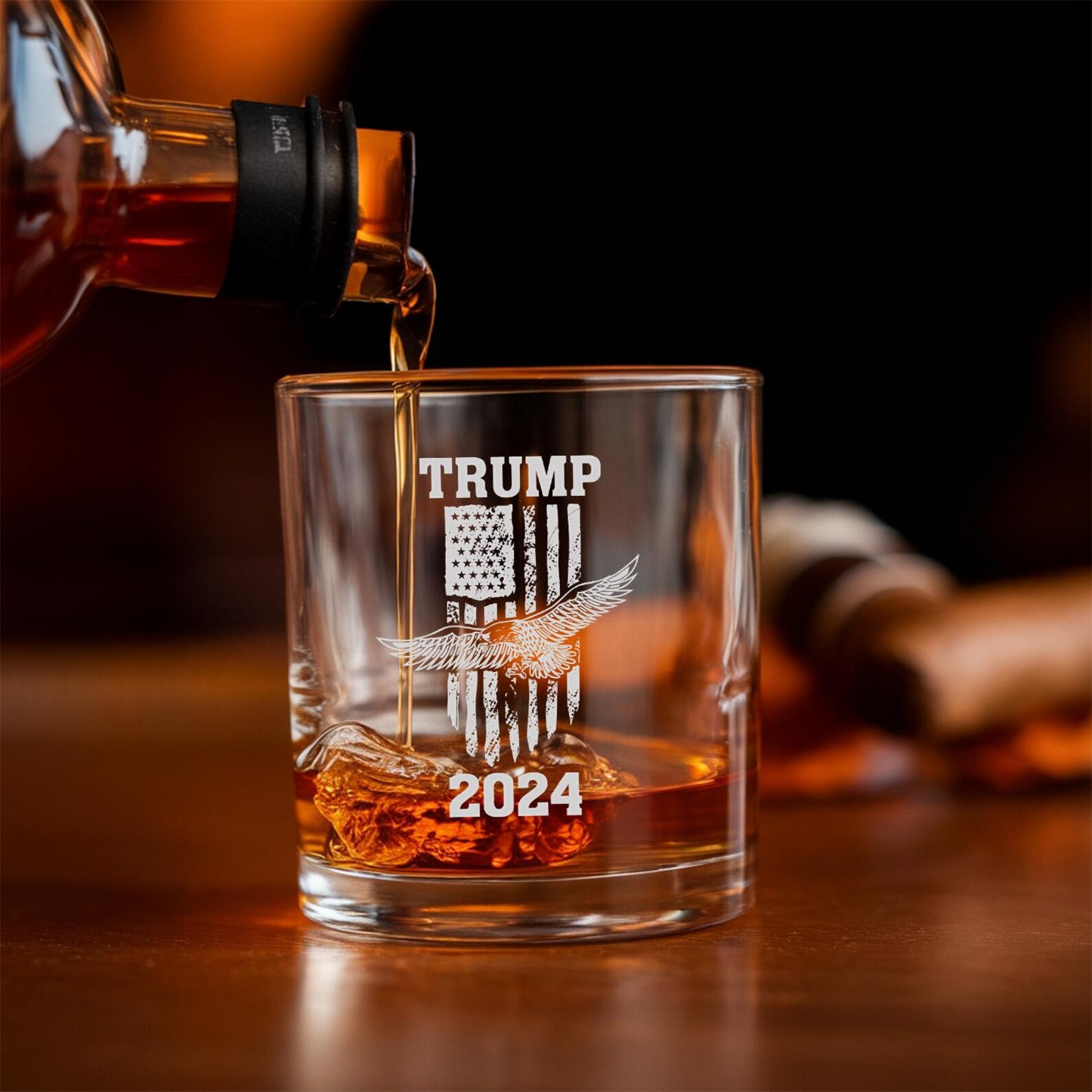 Trump 2024 Decanter & Whiskey Glass Set | Engraved Whiskey Decanter | Gift For Trump Supporters