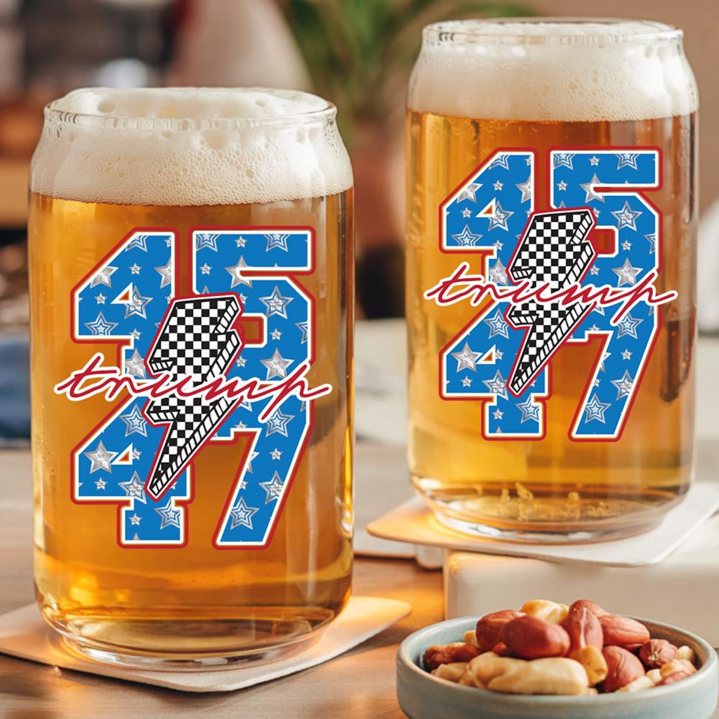 President Trump 45 47 Beer Can Glass 16oz | Trump Presidential Pint Glass | Gift For Trump Supporters