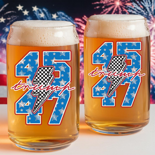 President Trump 45 47 Beer Can Glass 16oz | Trump Presidential Pint Glass | Gift For Trump Supporters