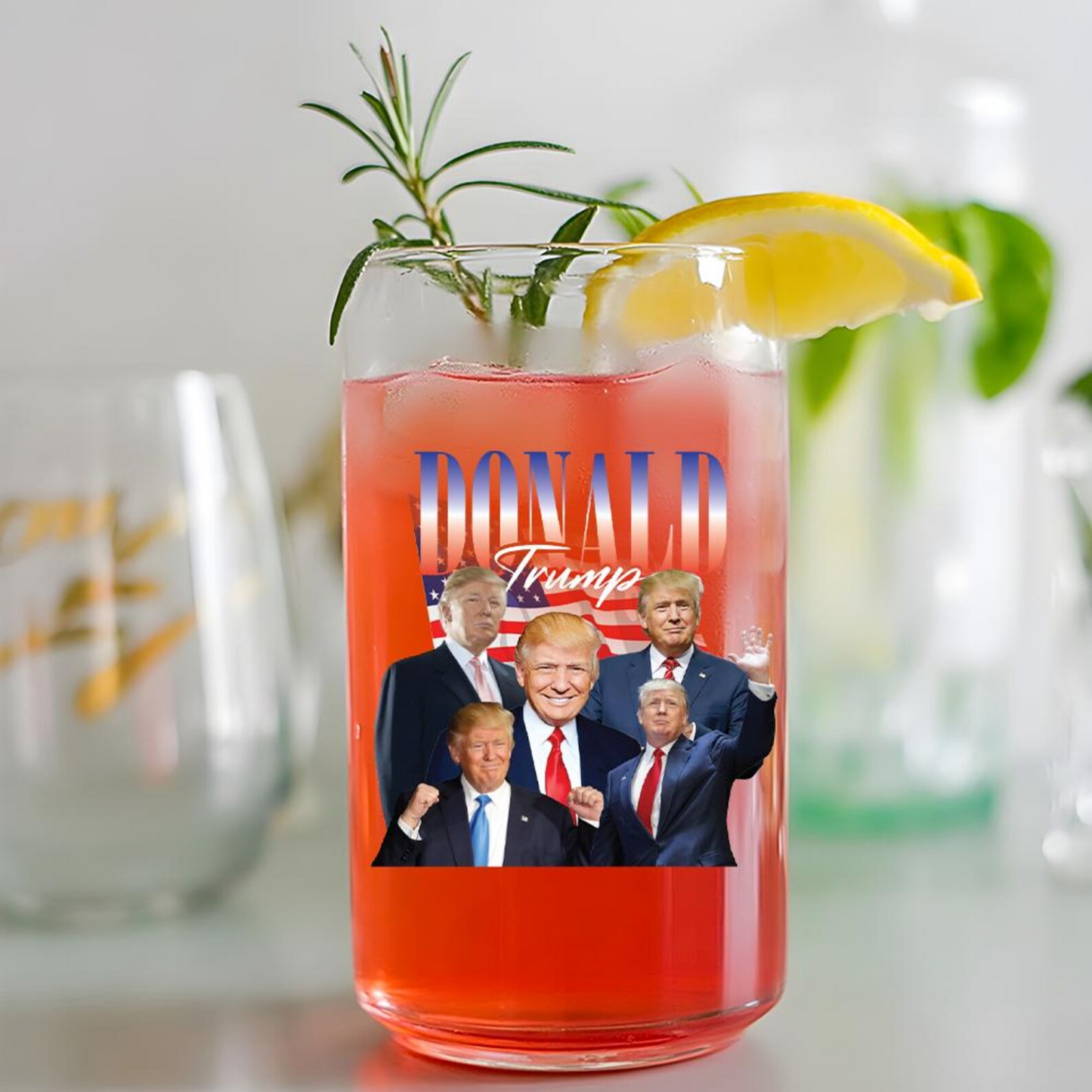 Retro Donald Trump Beer Can Glass 16oz | Trump Presidential Beer Can Glass | Gift For Trump Supporters