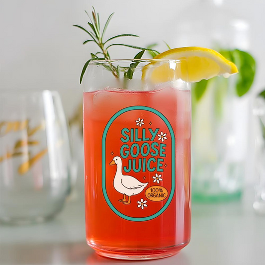 Funny Silly Goose Juice Beer Can Glass 16oz | Engraved Beer Can Glass | Funny Gift For Friend