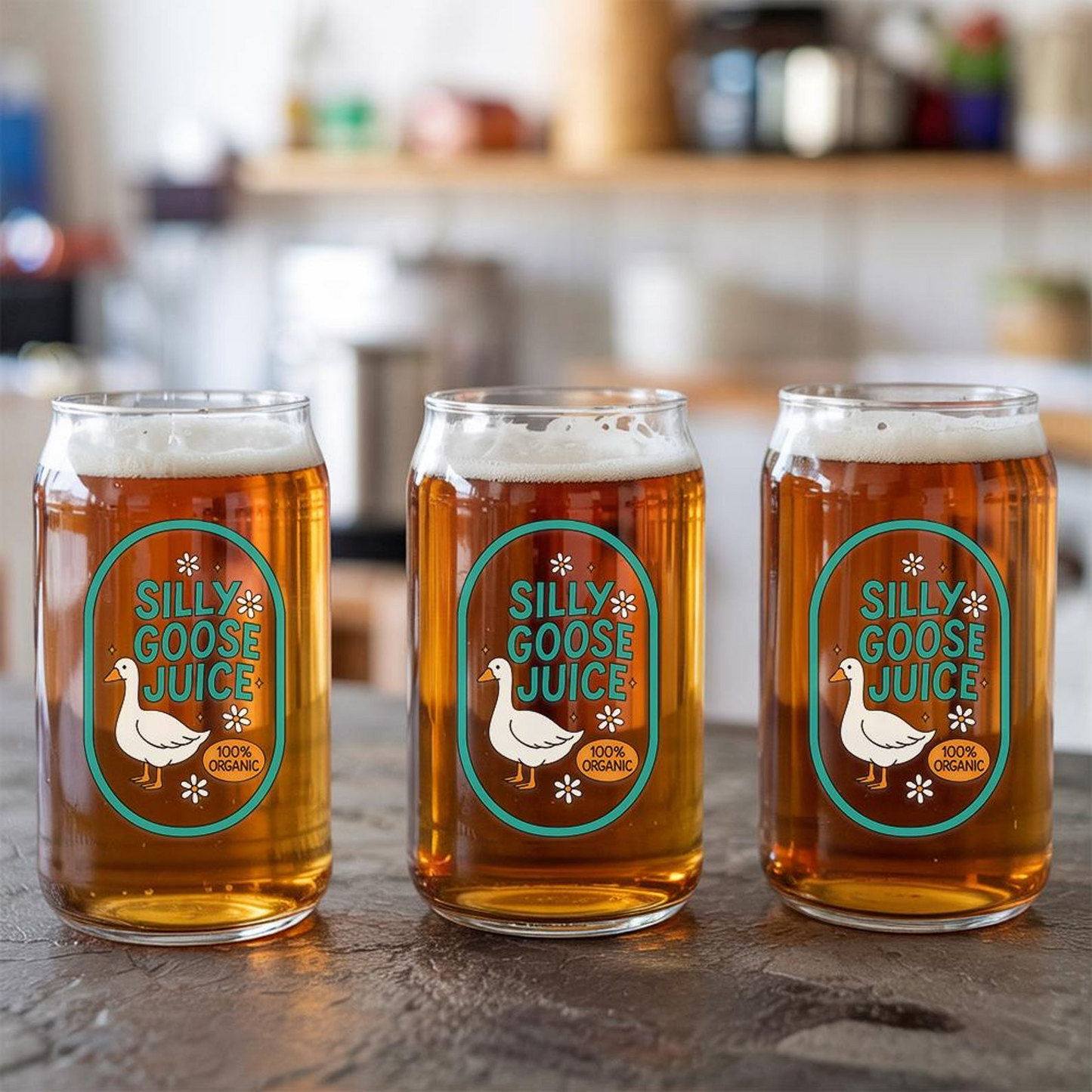 Funny Silly Goose Juice Beer Can Glass 16oz | Engraved Beer Can Glass | Funny Gift For Friend