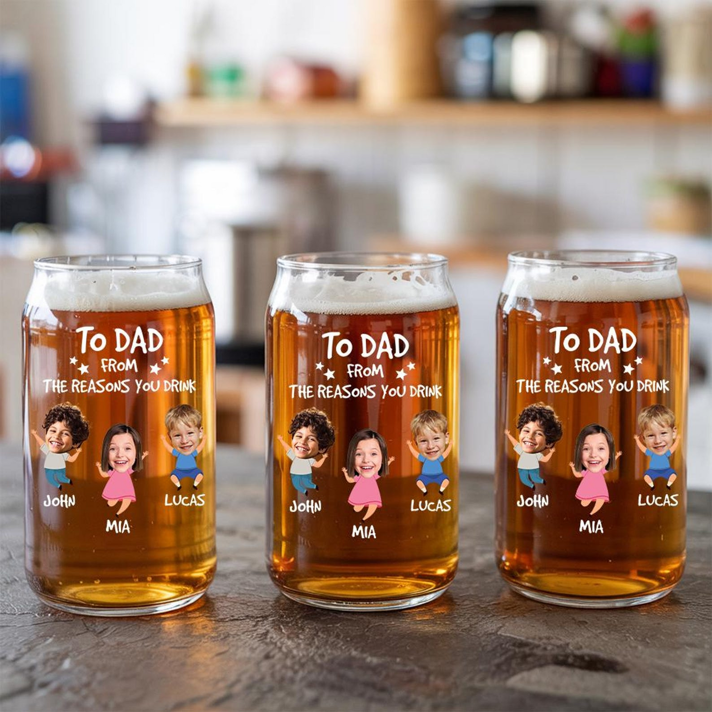 Personalized To Dad From The Reasons You Drink Beer Can Glass 16oz | Engraved Beer Can Glass | Gift For Dad