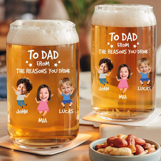 Personalized To Dad From The Reasons You Drink Beer Can Glass 16oz | Engraved Beer Can Glass | Gift For Dad