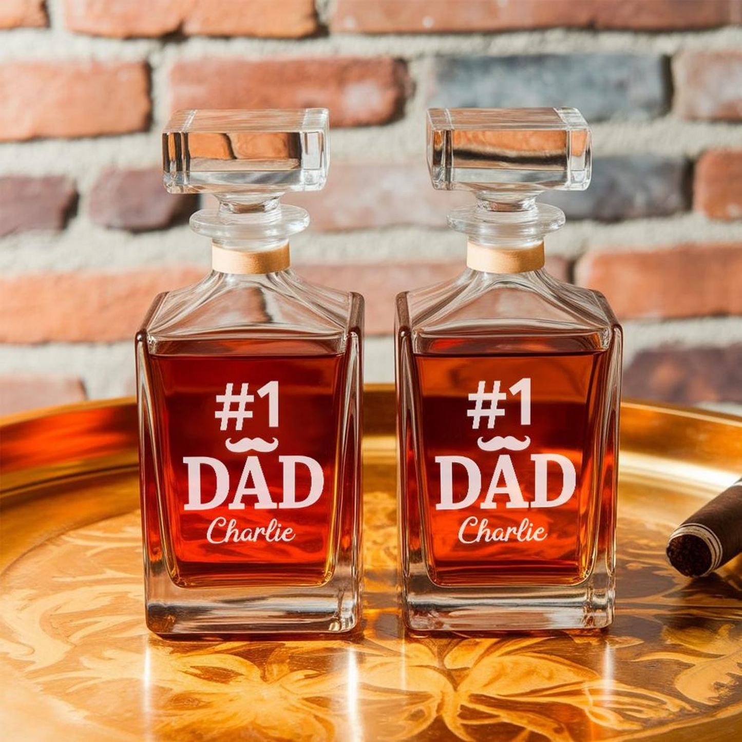 Personalized Dad #1 Whiskey Glass And Decanter Set | Father's Day Gift | Engraved Gift For Dad