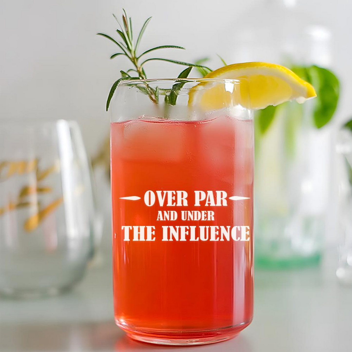 Over Par and Under The Influence Beer Can Glass 16oz | Father's Day Gift | Gift For Dad