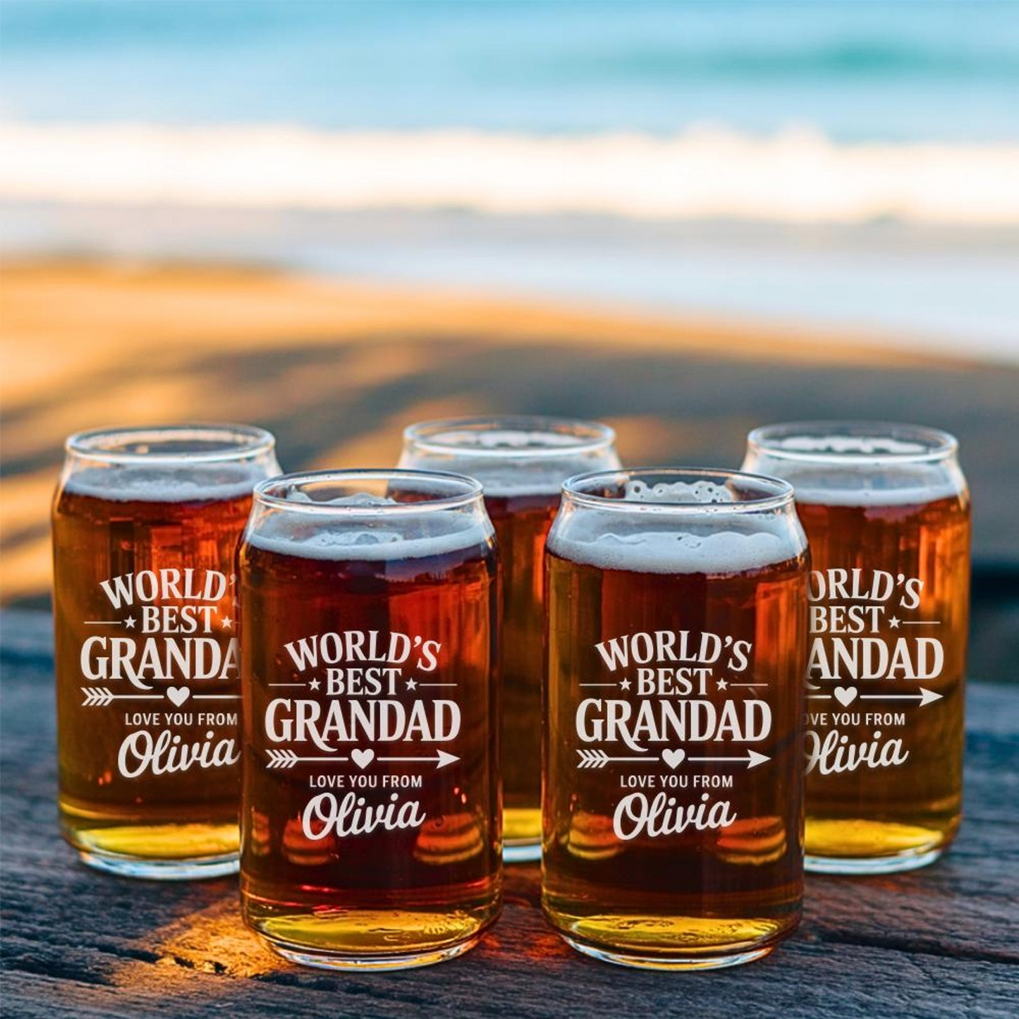 Custom Name World's Best Grandad Beer Can Glass 16oz | Father's Day Gift | Gift For Dad