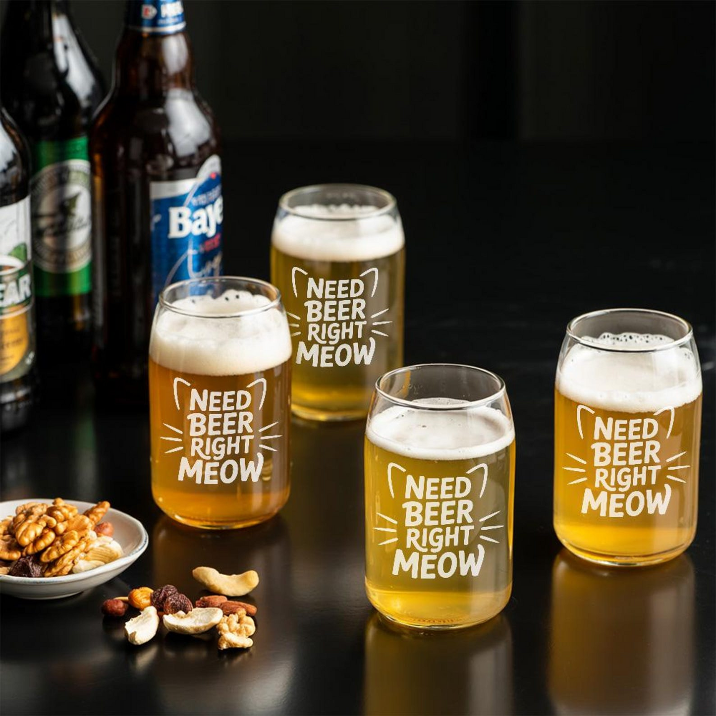 Need Beer Right Meow Beer Can Glass 16oz | Custom Beer Can Glass | Unique Gift Idea For Cat Lover