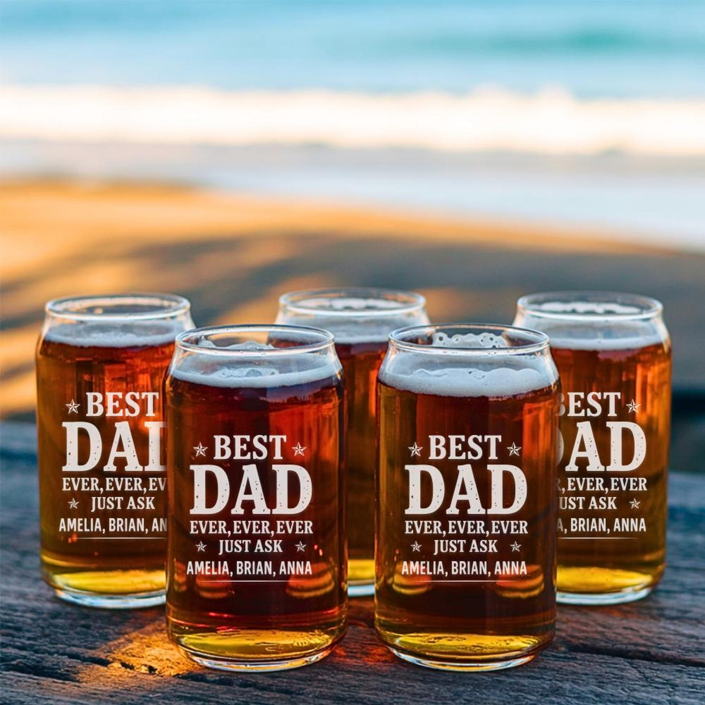 Personalized Best Dad And Kids Name Beer Can Glass 16oz | Father's Day Gift | Funny Gift Idea For Dad