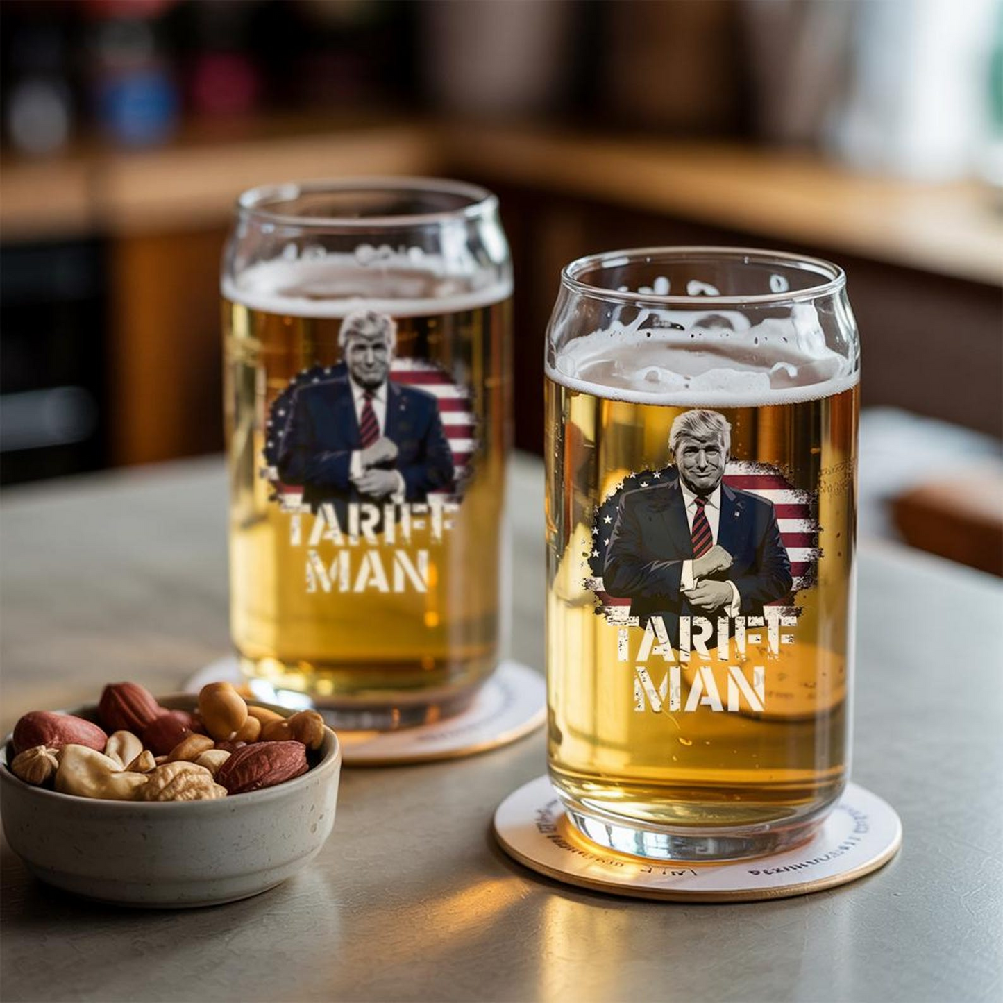 Tariff Man Funny Trump Beer Can Glass 16oz | Trump Presidential Beer Can Glass | Gift For Trump Supporters
