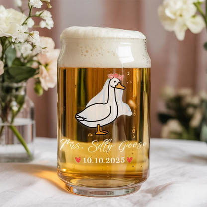 Mr and Mrs Silly Goose Beer Can Glass Set | Custom Beer Can Glass Set | Unique Couple Gift Idea