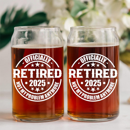 Personalized Happy Retirement Beer Can Glass 16oz | Custom Beer Can Glass | Unique Retired Gift Idea