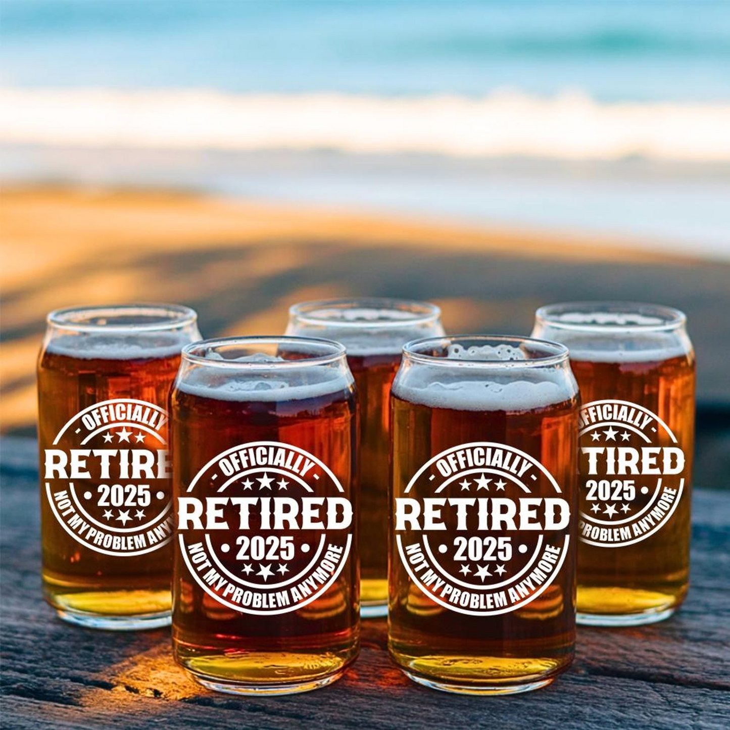 Personalized Happy Retirement Beer Can Glass 16oz | Custom Beer Can Glass | Unique Retired Gift Idea
