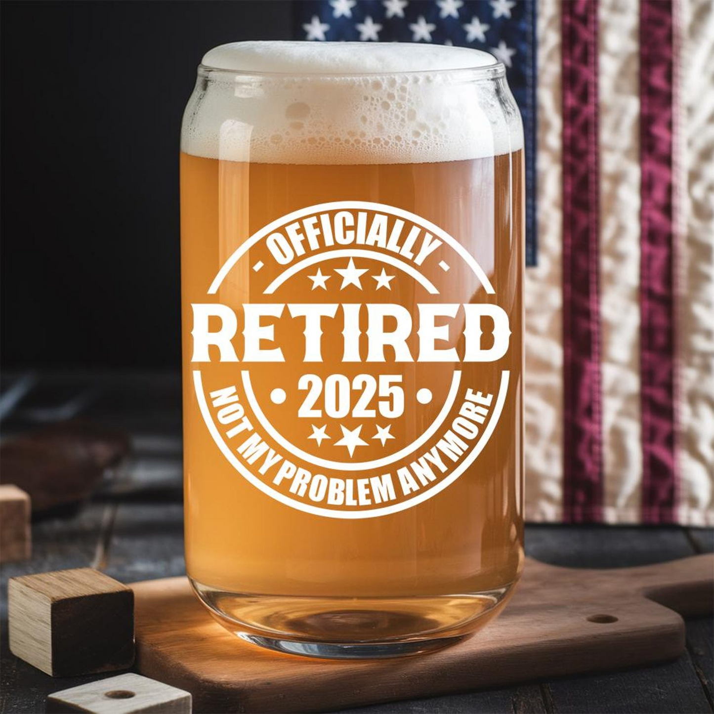Personalized Happy Retirement Beer Can Glass 16oz | Custom Beer Can Glass | Unique Retired Gift Idea