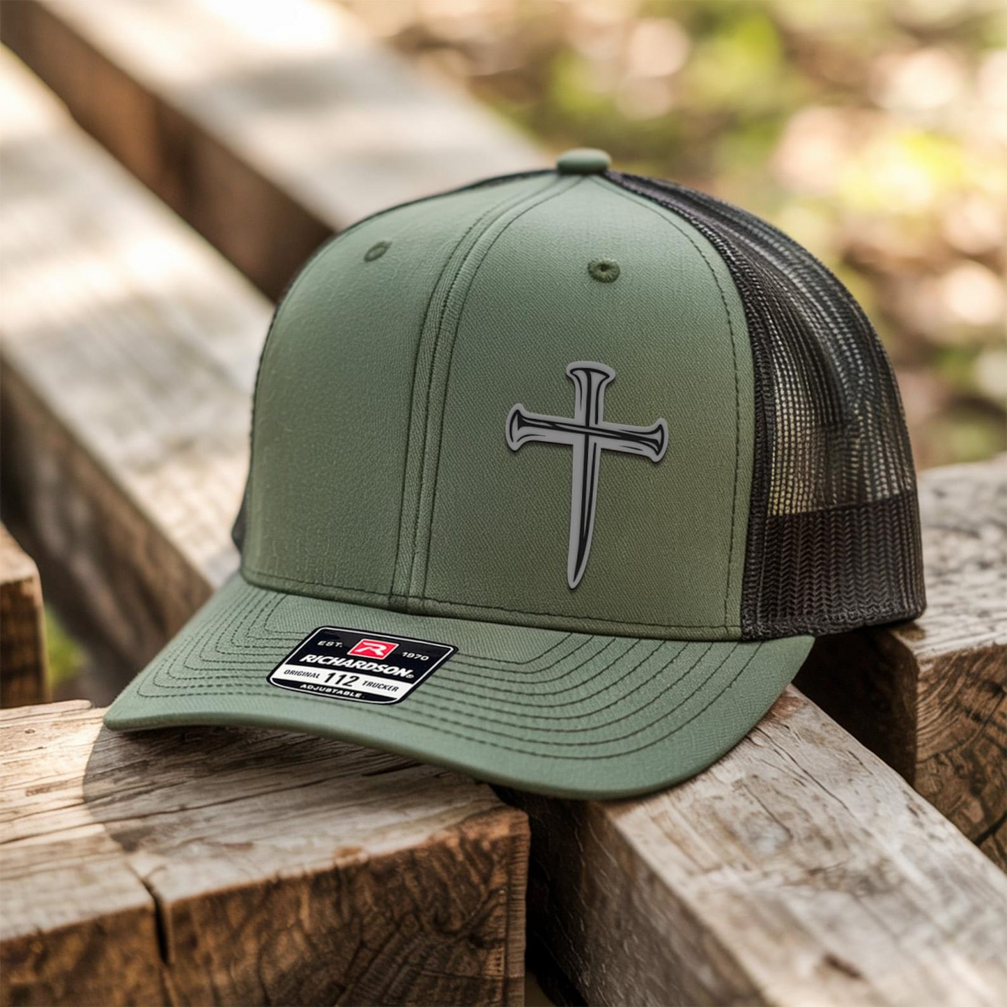 Christian Cross Trucker Hat | Leather Patch Hat | Christian Symbol |  Faith Hat | TNB188