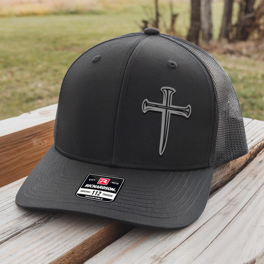 Christian Cross Trucker Hat | Leather Patch Hat | Christian Symbol |  Faith Hat | TNB188