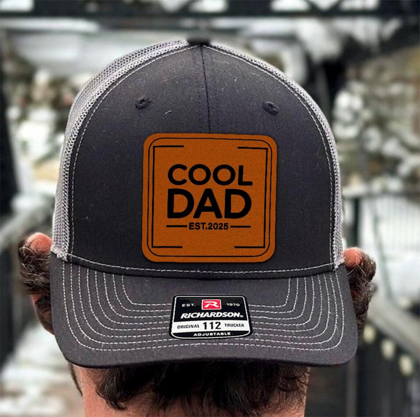 Cool Dad Est.2025 Trucker Hat | Custom Year Leather Patch Hat | Pesonalized Dad Hat