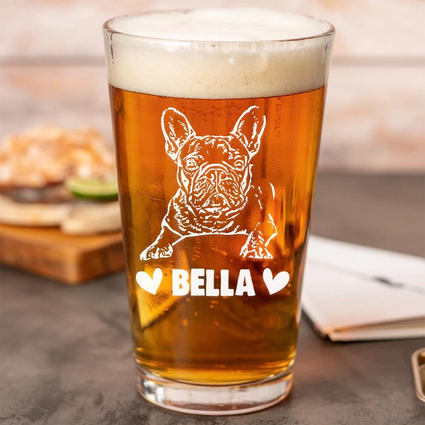 Custom Photo Pet Portrait Beer Glass – Personalized Photo Dog Portrait Pint Glass – Custom Pet Glass – Dog Lover Gifts