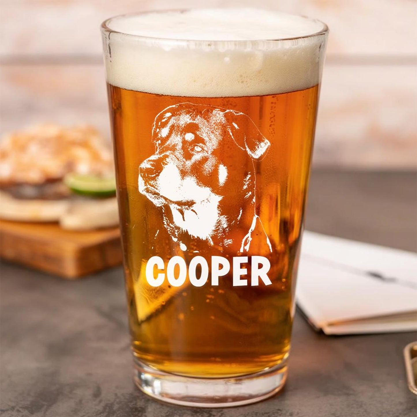 Custom Photo Dog Portrait Beer Glass – Personalized Photo Dog Portrait Pint Glass – Custom Pet Glass – Dog Lover Gifts