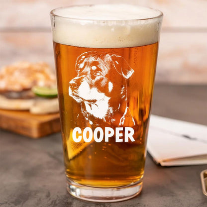 Custom Photo Dog Portrait Beer Glass – Personalized Photo Dog Portrait Pint Glass – Custom Pet Glass – Dog Lover Gifts