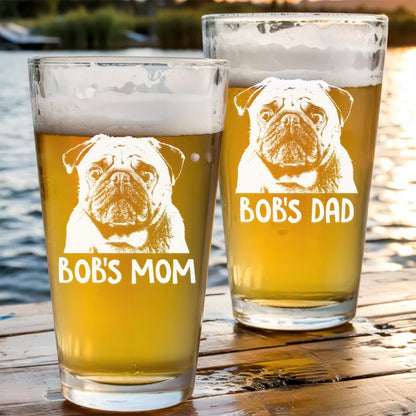 Personalized Pet Photo Pint Glass | Custom Engraved Pint Glass with Your Pet Photo | Gift For Dog Lover