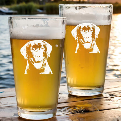 Custom Pet Photo Pint Glass | Custom Engraved Pint Glass with Your Dog Photo | Engraved Photo Glass
