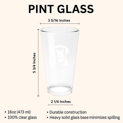 Custom Dog Portrait Beer Glass with Photo & Name – Personalized Photo Dog Portrait Pint Glass – Custom Pet Glass – Dog Lover Gift
