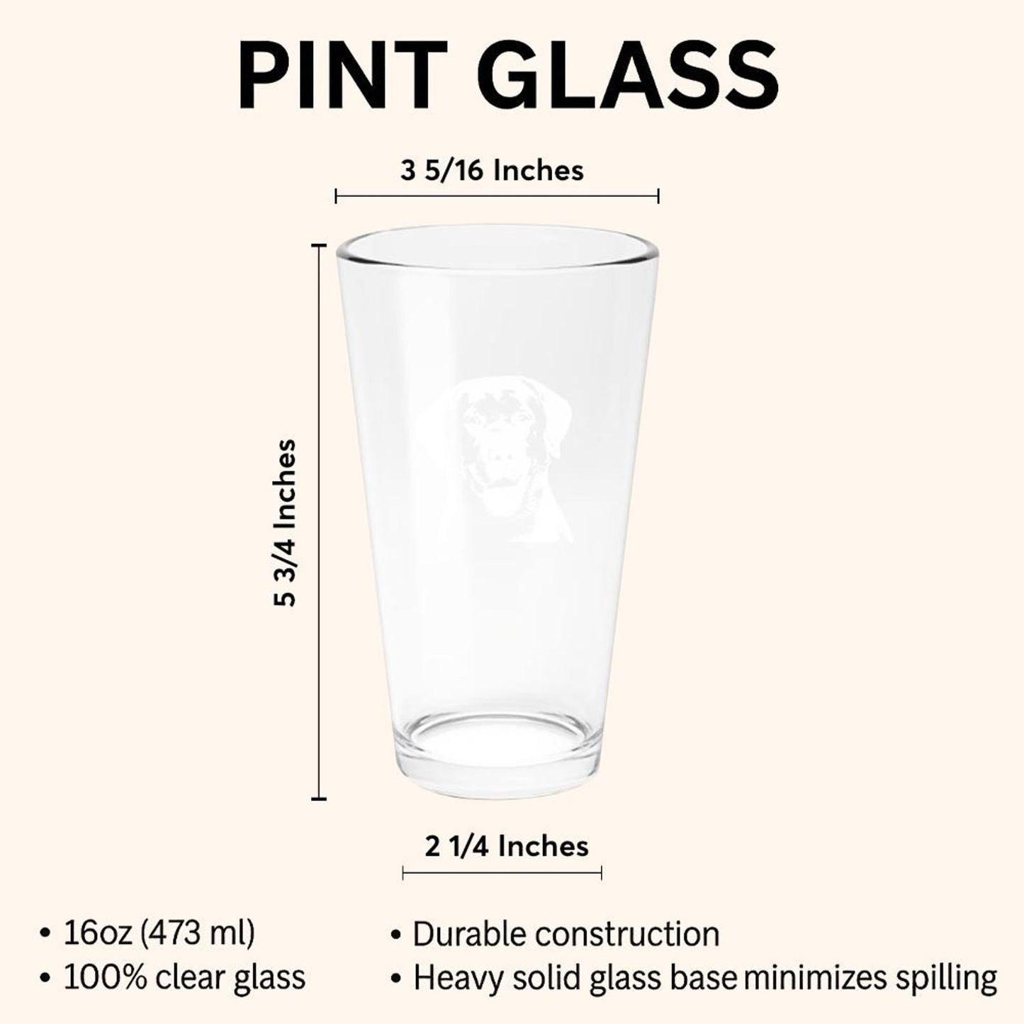 Custom Photo Pet Beer Glasses | Custom Pet Pint Glasses | Personalized Pet Photo Beer Glass TNNGL26