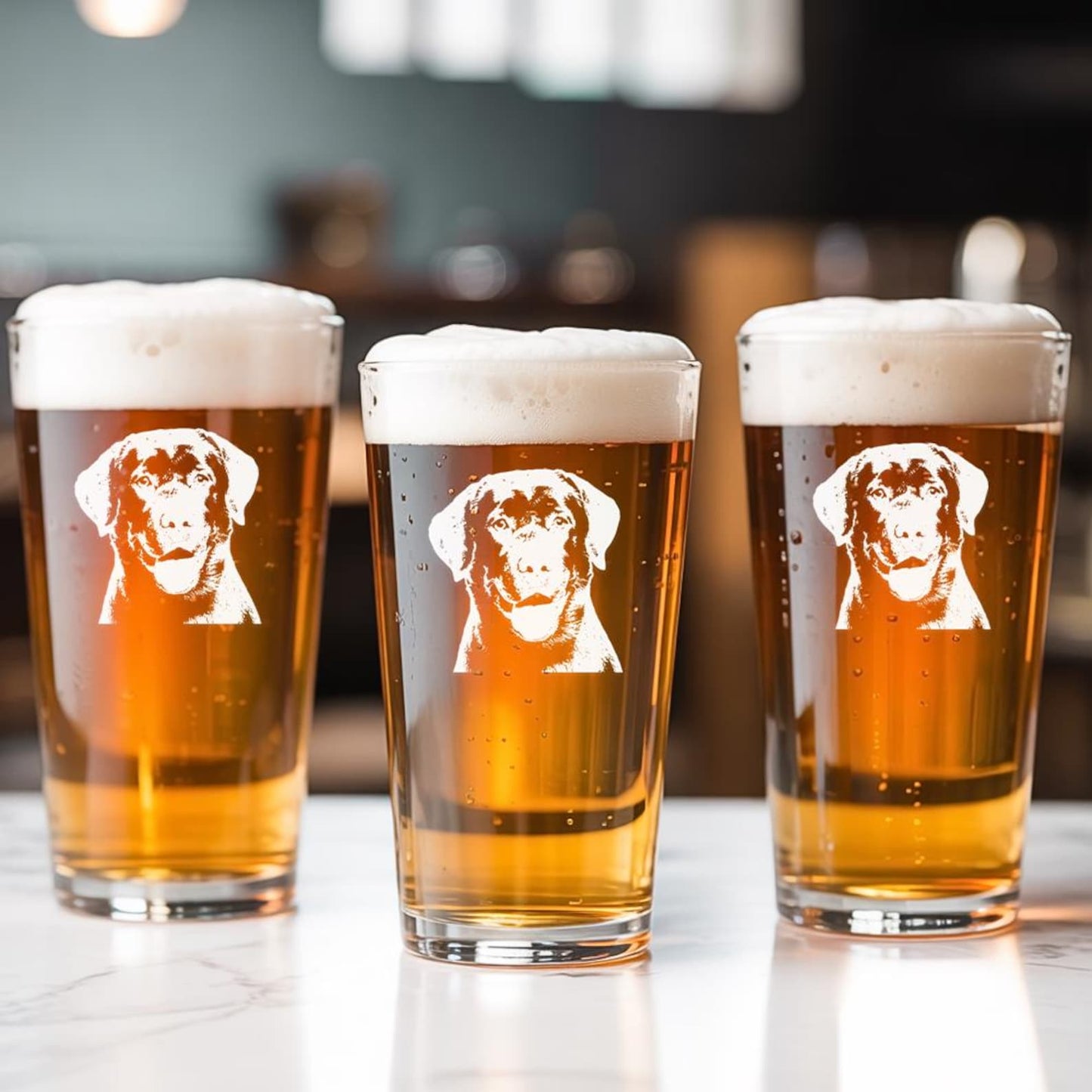 Custom Pet Photo Pint Glass | Custom Engraved Pint Glass with Your Dog Photo | Engraved Photo Glass