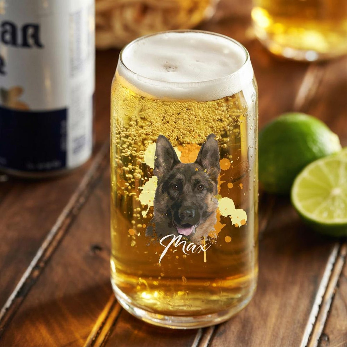 Custom Photo Dog Portrait Beer Can Glass | Personalized Pet Dog  Portrait Beer Glass | Gift For Dog Lovers