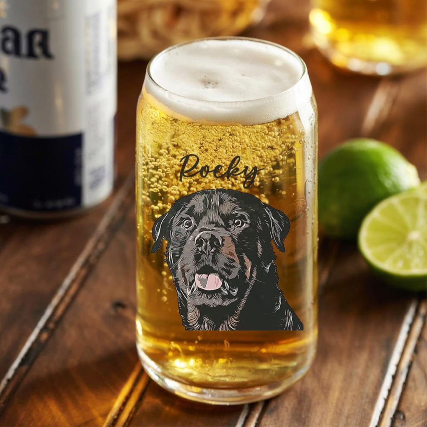 Custom Photo Pet Portrait Photo Beer Can Glass – Personalized Pet Portrait Photo – Gift for Dog Lovers