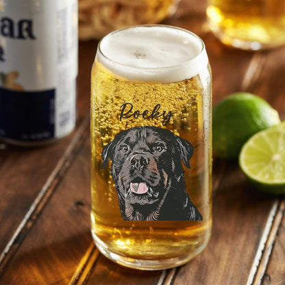 Custom Photo Pet Portrait Photo Beer Can Glass – Personalized Pet Portrait Photo – Gift for Dog Lovers