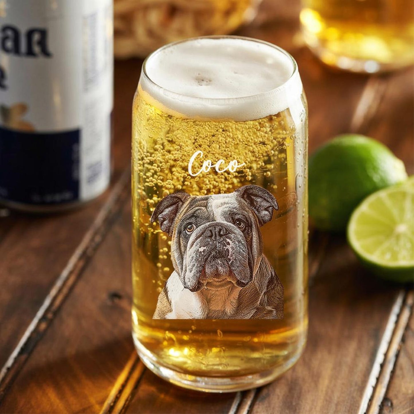 Custom Photo  Pet Portrait Photo Beer Can Glass – Personalized Pet Portrait Photo – Gift for Dog Lovers