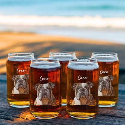 Custom Photo  Pet Portrait Photo Beer Can Glass – Personalized Pet Portrait Photo – Gift for Dog Lovers THUC99