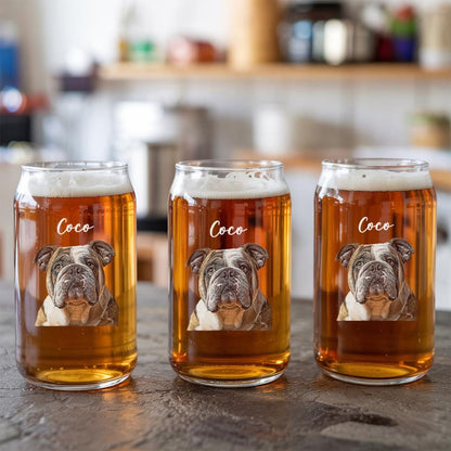 Custom Photo  Pet Portrait Photo Beer Can Glass – Personalized Pet Portrait Photo – Gift for Dog Lovers THUC99