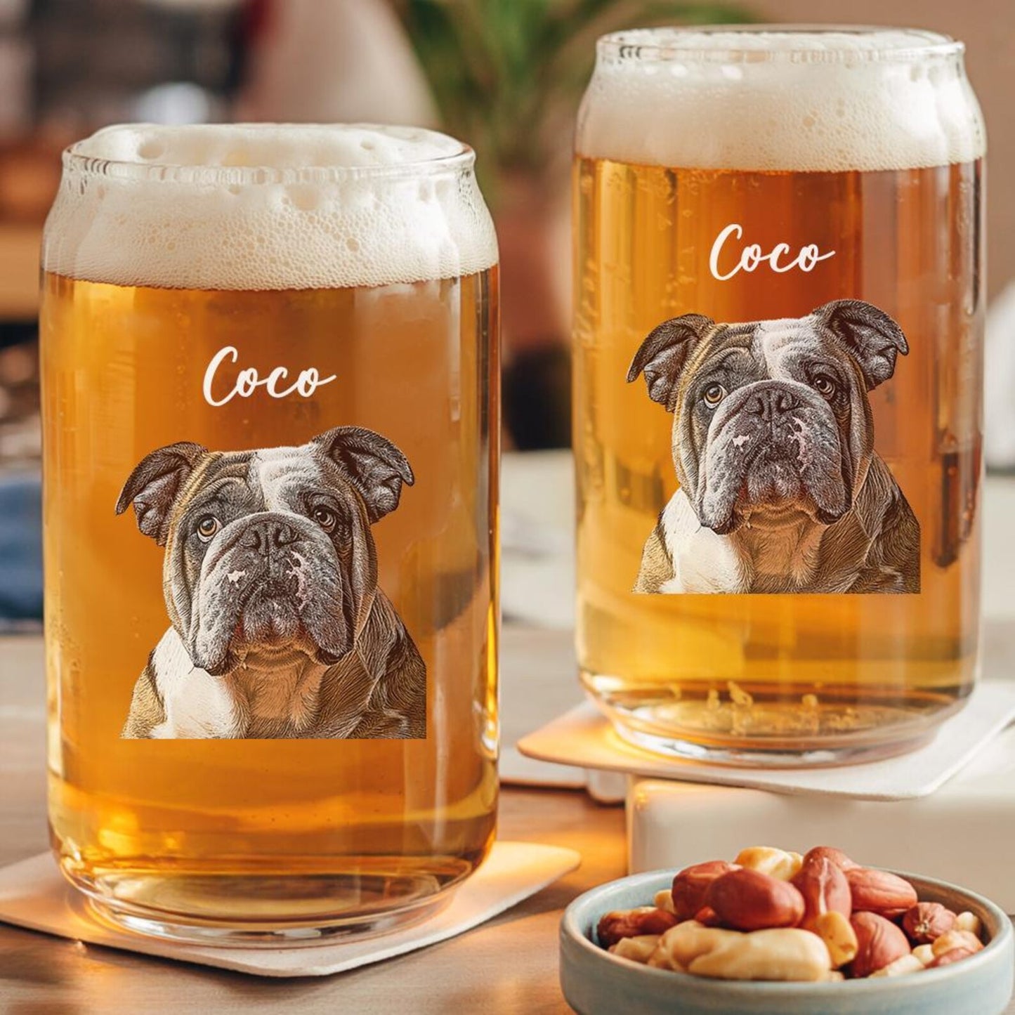 Custom Photo  Pet Portrait Photo Beer Can Glass – Personalized Pet Portrait Photo – Gift for Dog Lovers