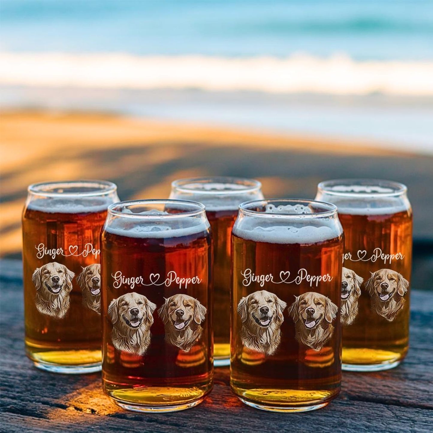 Custom Photo Dog Portrait Beer Can Glass – Personalized Pet Portrait Beer Glass – Gift for Dog Moms & Dads