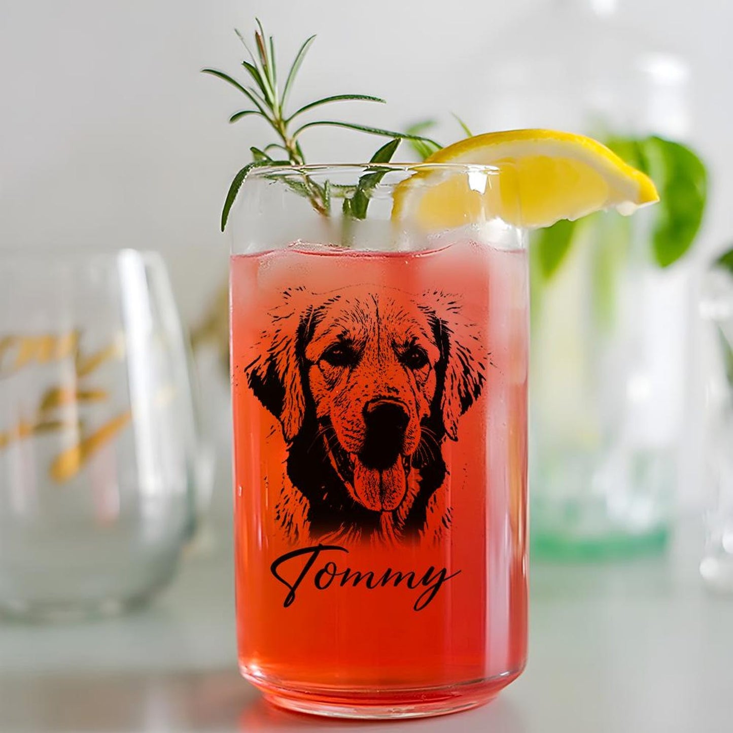Custom Photo Dog Beer Can Glass | Engraved Pet Portrait Beer Glass | Gift For Dog Lovers
